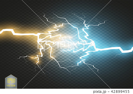 Collision of two forces with gold and blue light.  42899455