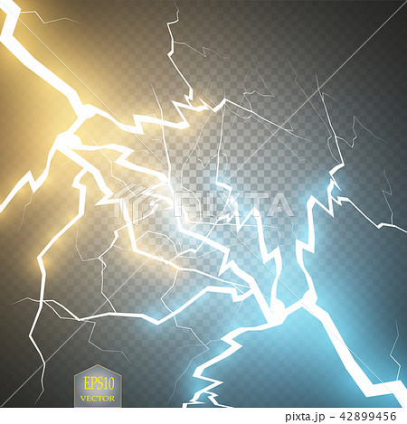 Collision of two forces with gold and blue light.  42899456