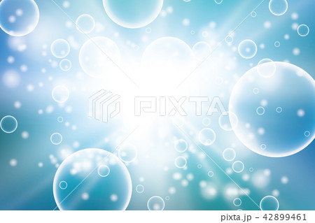 Oxygen bubbles in water blue background. 42899461