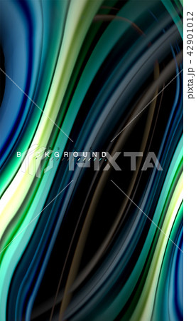 Fluid colors abstract background, twisted liquid design on black, colorful marble or plastic wave Fluid colors abstract background, twisted liquid design on black, colorful marble or plastic wave 42901012