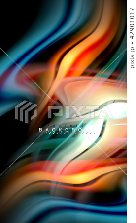 Fluid colors abstract background, twisted liquid design on black, colorful marble or plastic wave Fluid colors abstract background, twisted liquid design on black, colorful marble or plastic wave 42901017