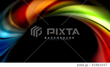 Fluid colors abstract background, twisted liquid design on black, colorful marble or plastic wave 42901037