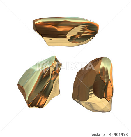 Set of golden nuggets isolated on white background. Different bars closeup wealth rich mining Set of golden nuggets isolated on white background. Different bars closeup wealth rich mining 42901958