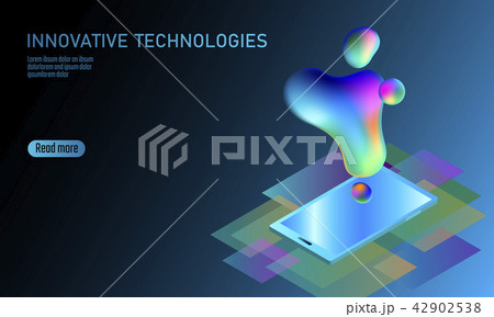 3D-enabled display smartphone concept. Stereoscopic output view isometric 3D flat business mobile 3D-enabled display smartphone concept. Stereoscopic output view isometric 3D flat business mobile 42902538