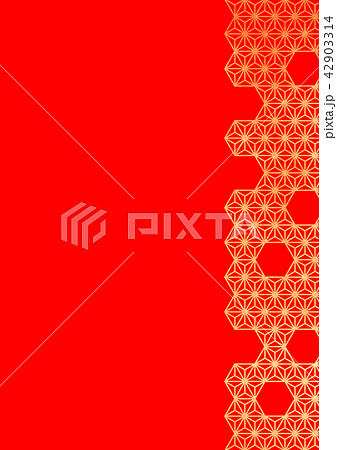 麻の葉 金箔イメージ 金赤背景 背景素材 のイラスト素材