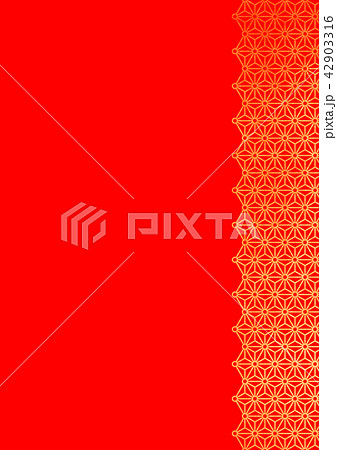 麻の葉丸付 金箔イメージ 金赤背景 背景素材 のイラスト素材