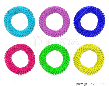 Six abstract rings in various colors on white 42903336