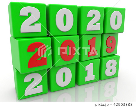 Year change concept on green cubes 42903338