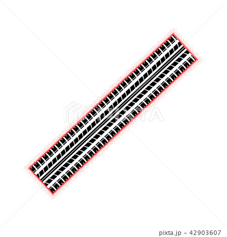 Dotted red tire track 42903607