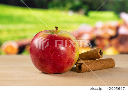 Fresh red apple james grieve with country nature Fresh red apple james grieve with country nature 42905647