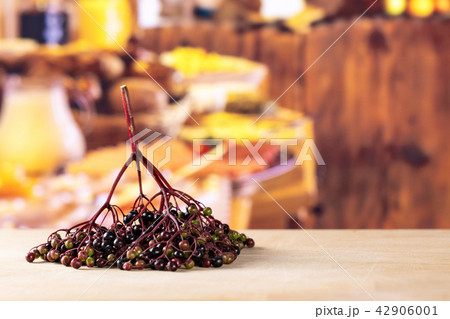european black elderberry with rustic kitchen 42906001