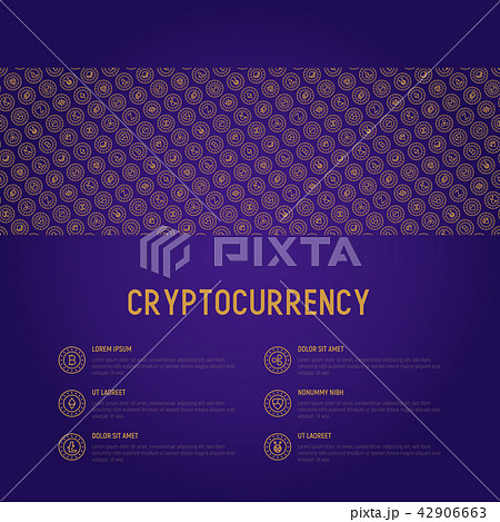 Cryptocurrency concept with thin line icons Cryptocurrency concept with thin line icons 42906663