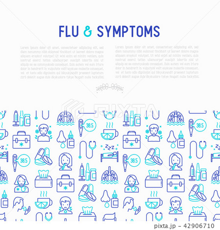 Flu and symptoms concept thin line icons 42906710