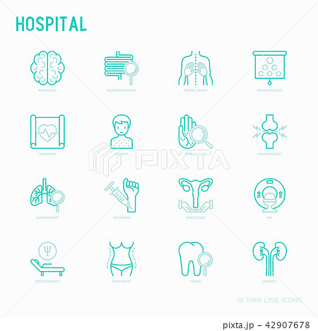 Hospital thin line icons for doctor's notation 42907678