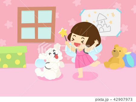 Vector - child and pet, have become a first good friend each other. 001 42907973