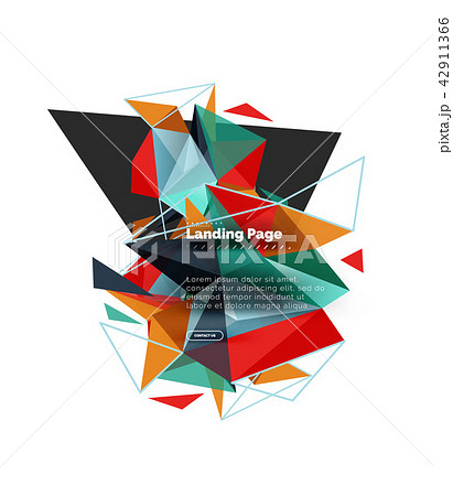 Triangular design abstract background, landing page. Low poly style colorful triangles on white Triangular design abstract background, landing page. Low poly style colorful triangles on white 42911366
