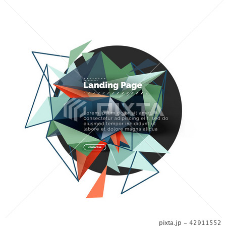 Triangular design abstract background, landing page. Low poly style colorful triangles on white 42911552