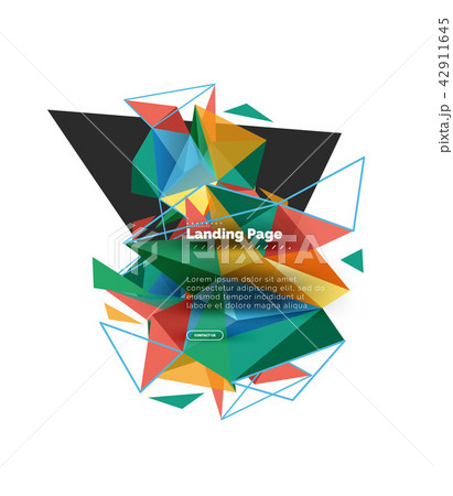 Triangular design abstract background, landing page. Low poly style colorful triangles on white Triangular design abstract background, landing page. Low poly style colorful triangles on white 42911645