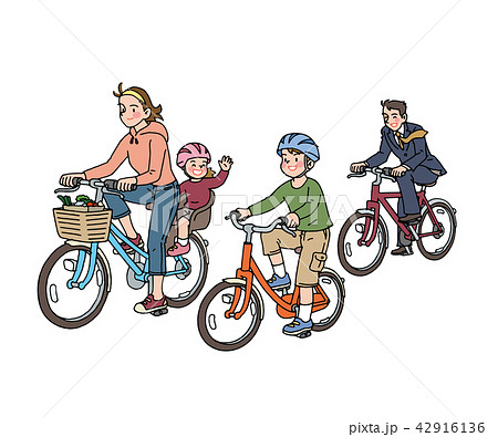 自転車の家族のイラスト素材
