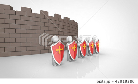 城壁を守る人たちのイラスト素材