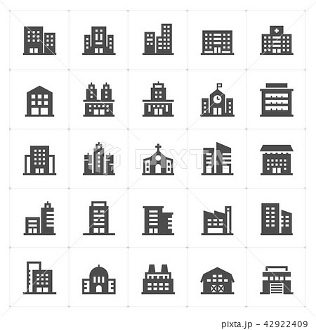 Icon set - Building filled icon style vector 42922409