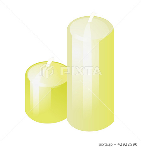 Two bright yellow candles isolated on white Two bright yellow candles isolated on white 42922590