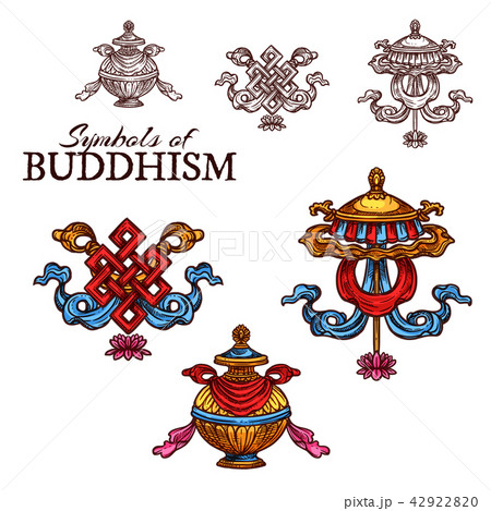 Buddhism religion auspicious symbol sketch 42922820