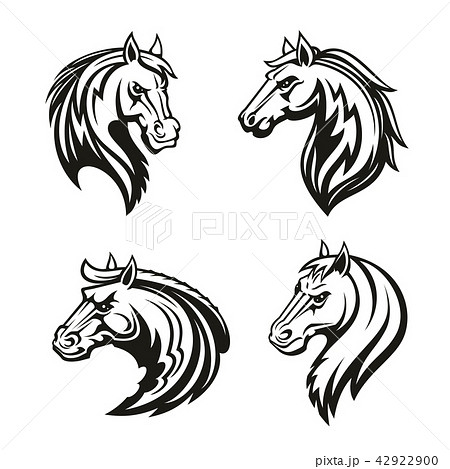 Horse Animal Tribal Tattoo Or Racing Sport Mascotのイラスト素材