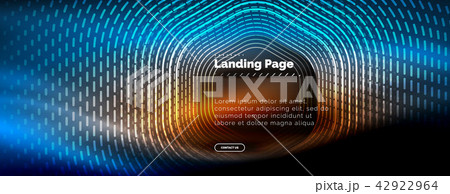 Neon glowing techno hexagon shape lines, hi-tech futuristic abstract background, landing page 42922964