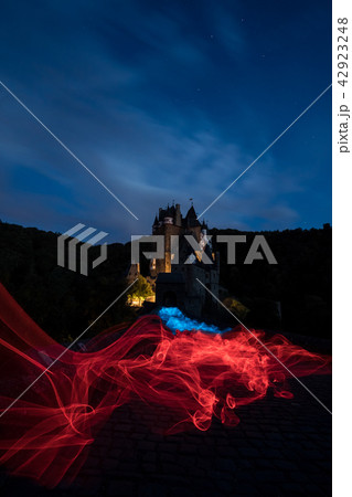 ghostly Eltz Castle whit light painting ghostly Eltz Castle whit light painting 42923248