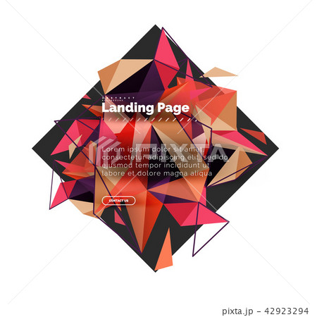 Triangular design abstract background, landing page. Low poly style colorful triangles on white 42923294