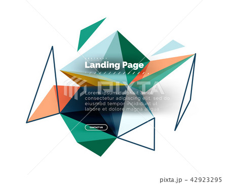 Triangular design abstract background, landing page. Low poly style colorful triangles on white 42923295