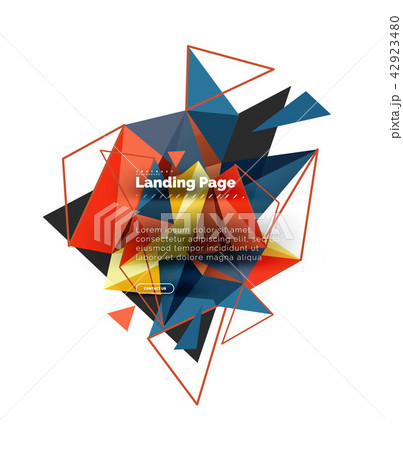 Triangular design abstract background, landing page. Low poly style colorful triangles on white 42923480