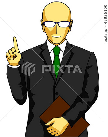 ビジネスマン スキンヘッド 説明のイラスト素材