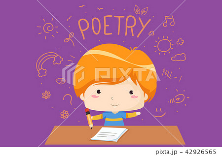 Kid Boy Poetry Creative Writing Illustration 42926565