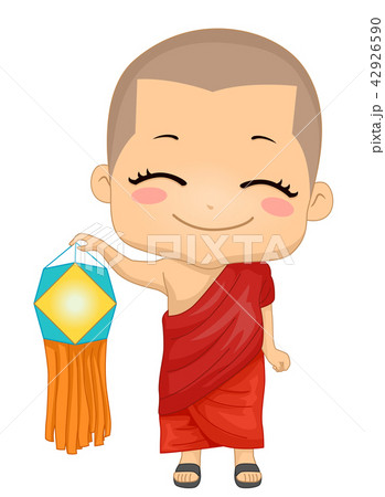 Kid Boy Monk Vesak Lantern Illustration 42926590