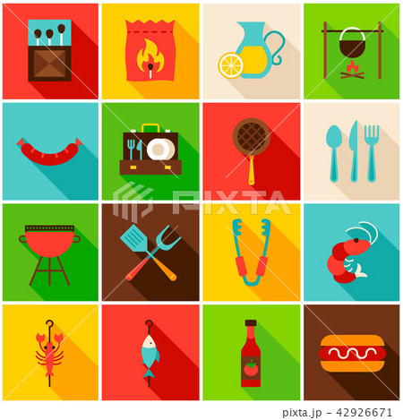 BBQ Party Colorful Icons 42926671
