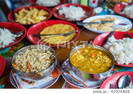 Nepalese trekking food on the mountain 42926898