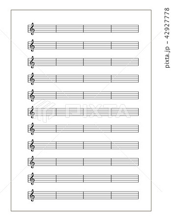 White music sheet with note grid with treble clef 42927778