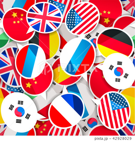 Colorful speech bubbles with flags Colorful speech bubbles with flags 42928029