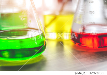 three erlenmeyer flask , Glassware on science three erlenmeyer flask , Glassware on science 42928550