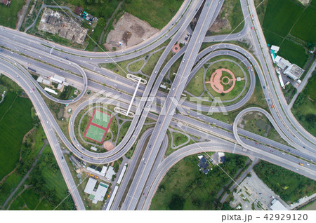 Aerial view network or intersection of highway. 42929120