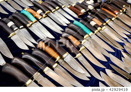 Forged hunting knives on dark Forged hunting knives on dark 42929419