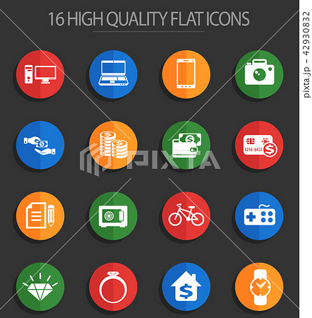 pawn shop 16 flat icons 42930832
