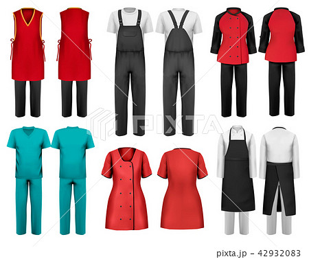 Set of overalls with worker and shefcooks  42932083