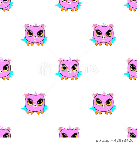 Seamless Template Cute Pig Lying In A Puddleのイラスト素材