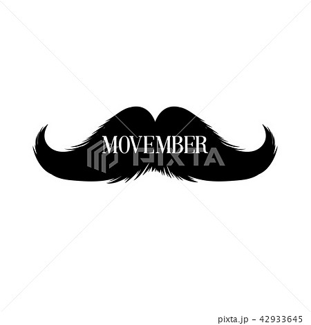 Moustaches Movember Clipart. Black Isolated Silhouette and Lettering 42933645