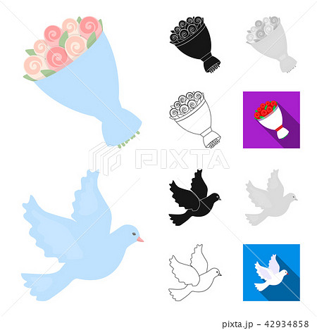 Wedding and Attributes cartoon,black,flat,monochrome,outline icons in set collection for design 42934858