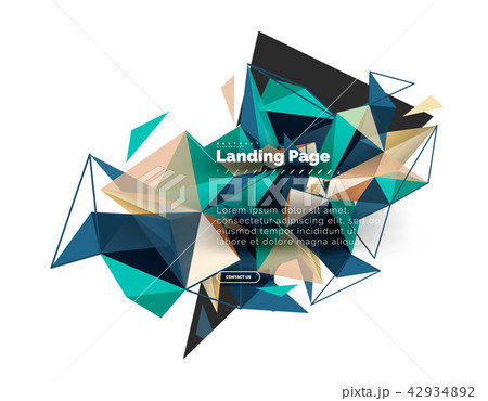 Triangular design abstract background, landing page. Low poly style colorful triangles on white 42934892