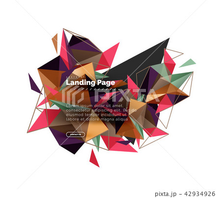 Triangular design abstract background, landing page. Low poly style colorful triangles on white 42934926
